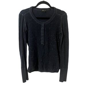 PRANA Scoop Neck Button Up Long Sleeve Fitted Sweater Blue Women Size Small